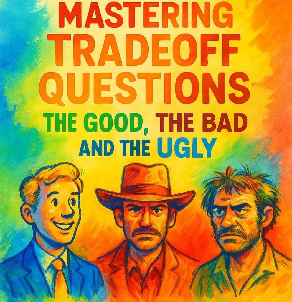 Painting-style illustration: Mastering tradeoff questions—the good, the bad, and the ugly
