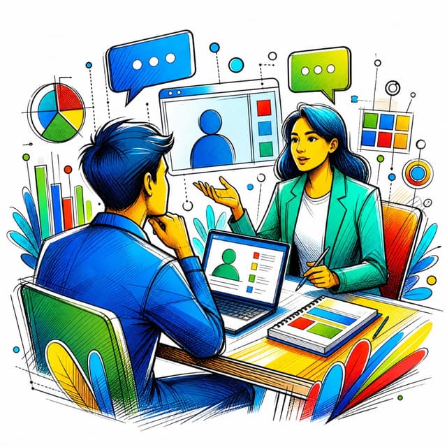 Illustrated product management interview coaching session